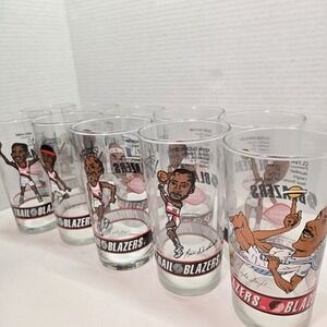 Vintage Portland Trail Blazers 91-94 Dairy Queen Glasses Lot Of 9 (1 Repeats)